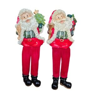 Vintage Santa Shelf Sitters Christmas Decor Figurines Shelf‎ Elves Set of 2
